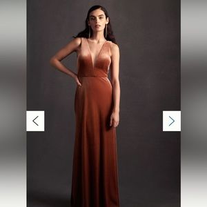 Jenny Yoo Logan Velvet Dress - English Rose/ cinnamon rose